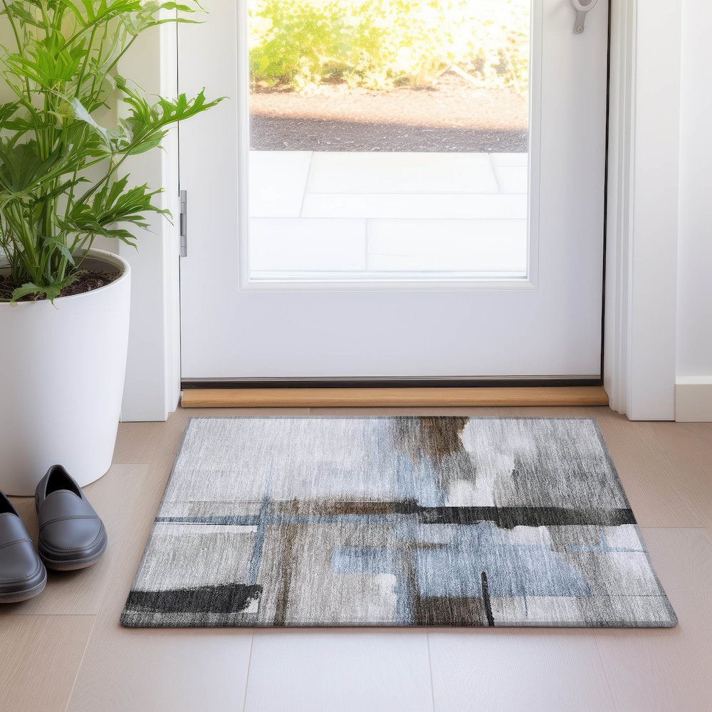 Luxury Washable Indoor/Outdoor Ravenna Taupe 1'8" x 2'6" Rug. Picture 5