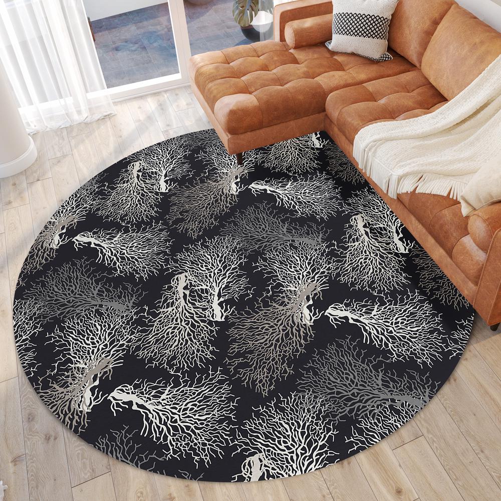 Indoor/Outdoor Surfside ASR33 Midnight Washable 8' x 8' Round Rug. Picture 2