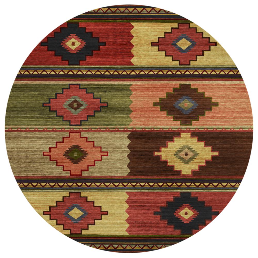 Indoor/Outdoor Sonora ASO31 Paprika Washable 8' x 8' Round Rug. Picture 1