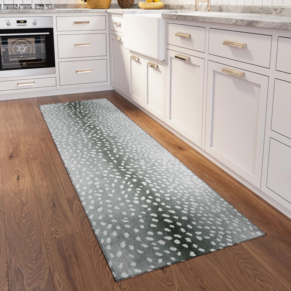 Safari Grey Animal Animal Print 2'3" x 7'6" Runner Rug Grey ASF33. Picture 1