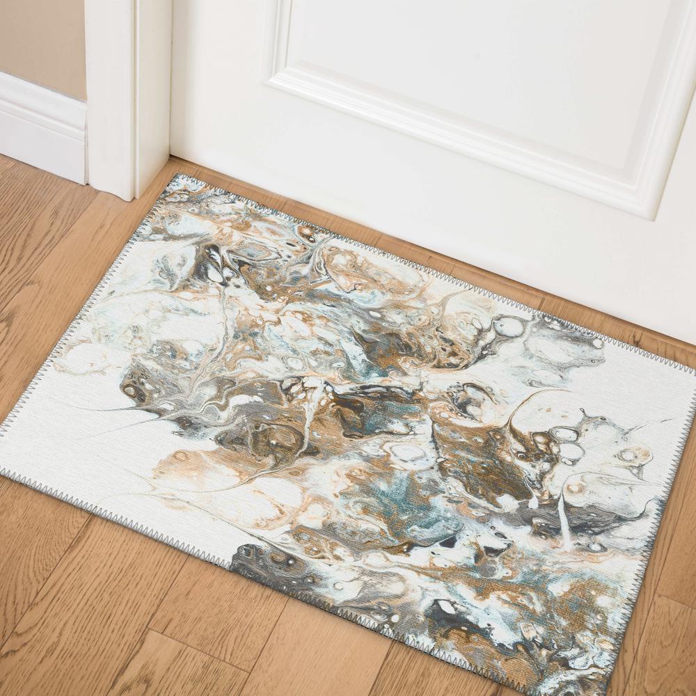 Karina Smoke Modern Abstract 1'8" x 2'6" Accent Rug Smoke AKC41. Picture 1