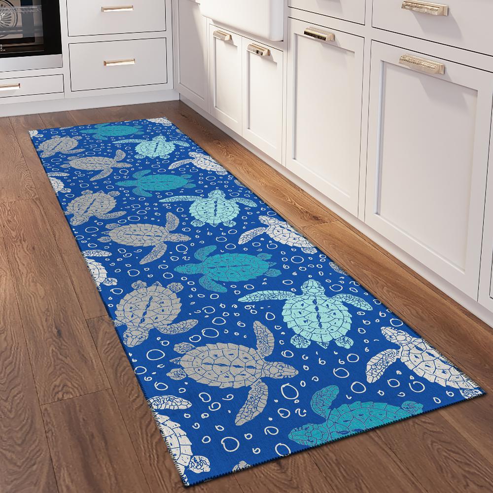 Indoor/Outdoor Surfside ASR43 Blue Washable 2'3" x 7'6" Runner Rug. Picture 2