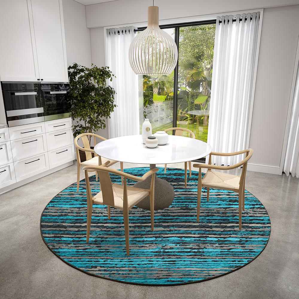 Brisbane BR4 Teal 8' x 8' Round Rug. Picture 2