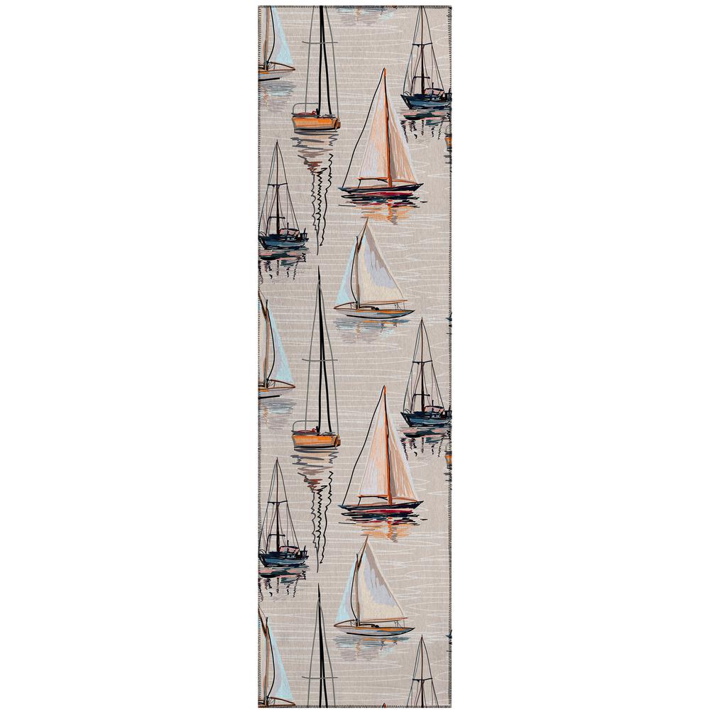 Indoor/Outdoor Harpswell AHP38 Pearl Washable 2'3" x 7'6" Runner Rug. Picture 1