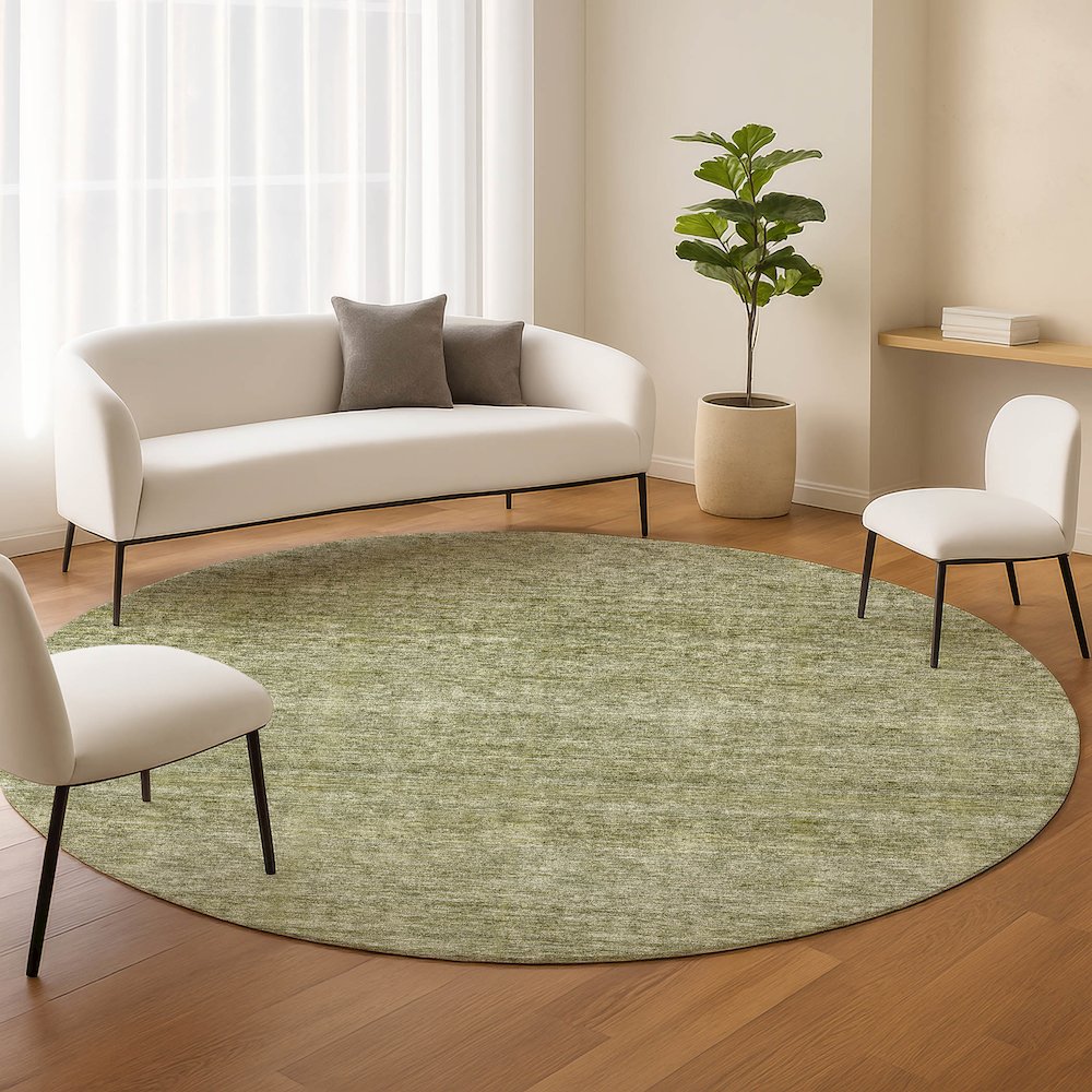 Luxury Washable Indoor/Outdoor Soft Essentials SE1 Green 8' x 8' Rug. Picture 5