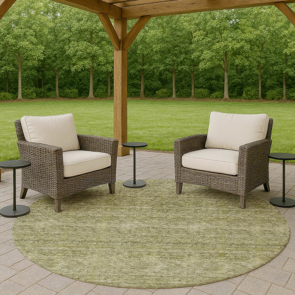 Luxury Washable Indoor/Outdoor Soft Essentials SE1 Green 8' x 8' Rug. Picture 6
