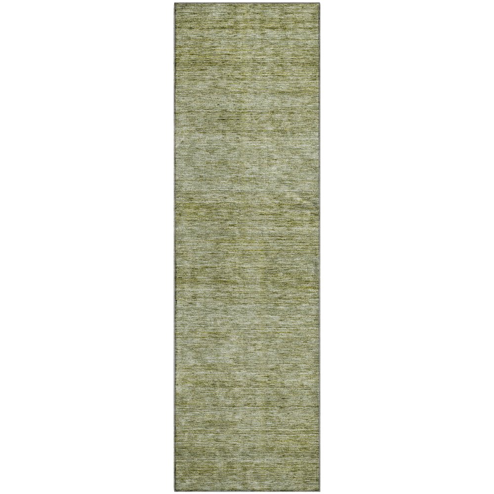 Luxury Washable Indoor/Outdoor Soft Essentials SE1 Green 2'3" x 7'6" Runner Rug. Picture 1