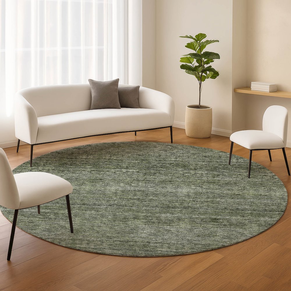 Luxury Washable Indoor/Outdoor Soft Essentials SE1 Green 8' x 8' Rug. Picture 5