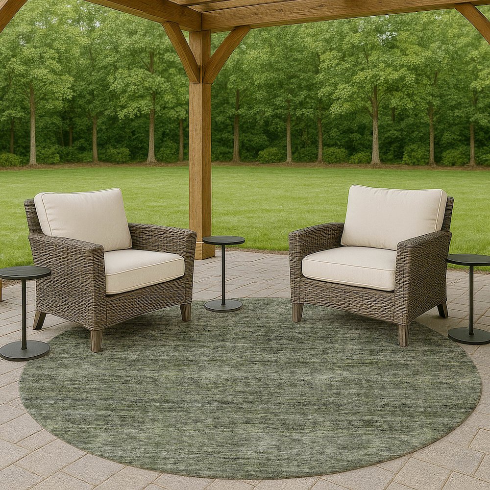 Luxury Washable Indoor/Outdoor Soft Essentials SE1 Green 8' x 8' Rug. Picture 6