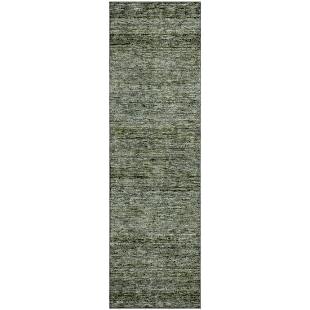 Luxury Washable Indoor/Outdoor Soft Essentials SE1 Green 2'3" x 7'6" Runner Rug. Picture 1