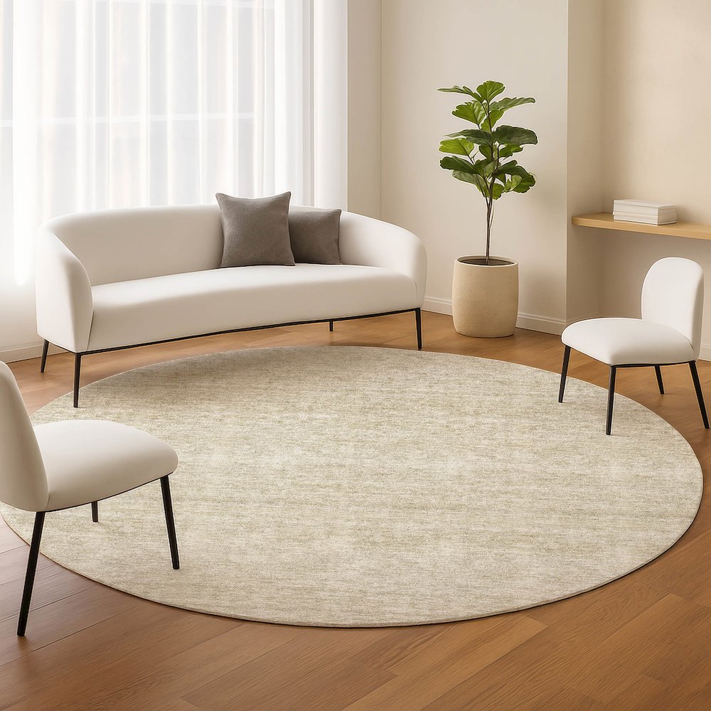 Luxury Washable Indoor/Outdoor Soft Essentials SE1 Brown 8' x 8' Rug. Picture 5