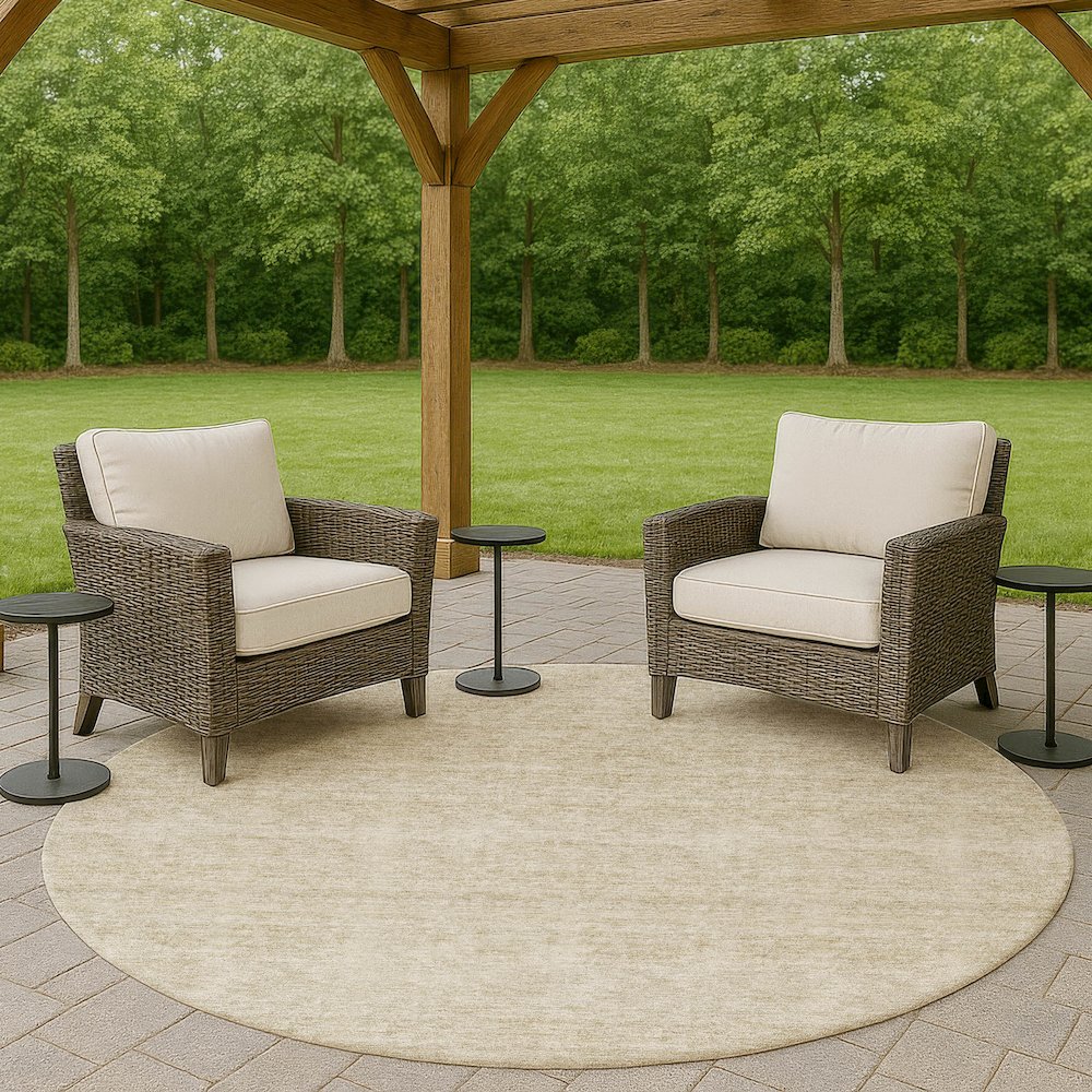 Luxury Washable Indoor/Outdoor Soft Essentials SE1 Brown 8' x 8' Rug. Picture 6