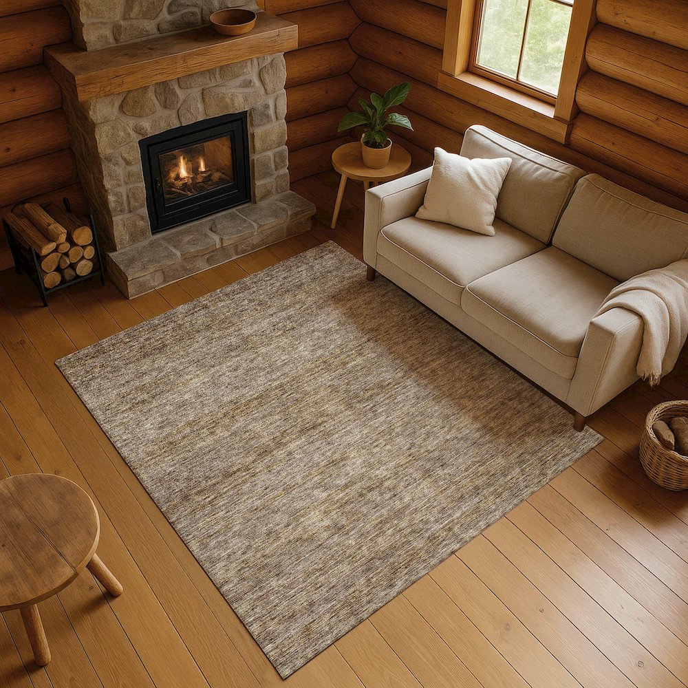 Luxury Washable Indoor/Outdoor Soft Essentials SE1 Brown 2'6" x 3'10" Rug. Picture 5