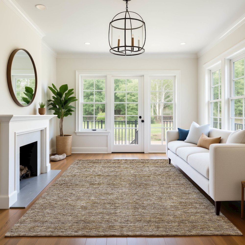 Luxury Washable Indoor/Outdoor Soft Essentials SE1 Brown 2'6" x 3'10" Rug. Picture 6