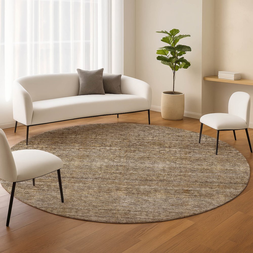 Luxury Washable Indoor/Outdoor Soft Essentials SE1 Brown 8' x 8' Rug. Picture 5
