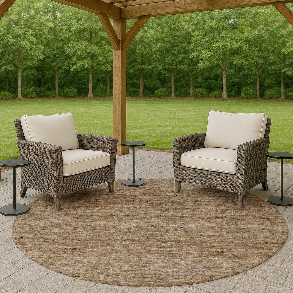 Luxury Washable Indoor/Outdoor Soft Essentials SE1 Brown 8' x 8' Rug. Picture 6