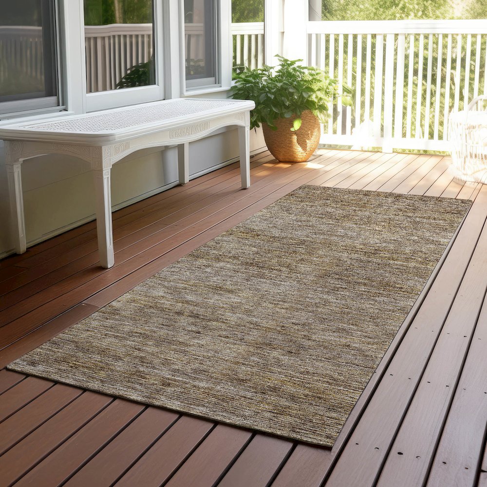 Luxury Washable Indoor/Outdoor Soft Essentials SE1 Brown 2'3" x 7'6" Runner Rug. Picture 6