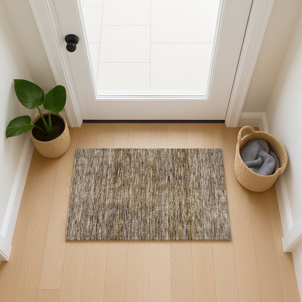 Luxury Washable Indoor/Outdoor Soft Essentials SE1 Brown 1'8" x 2'6" Rug. Picture 5