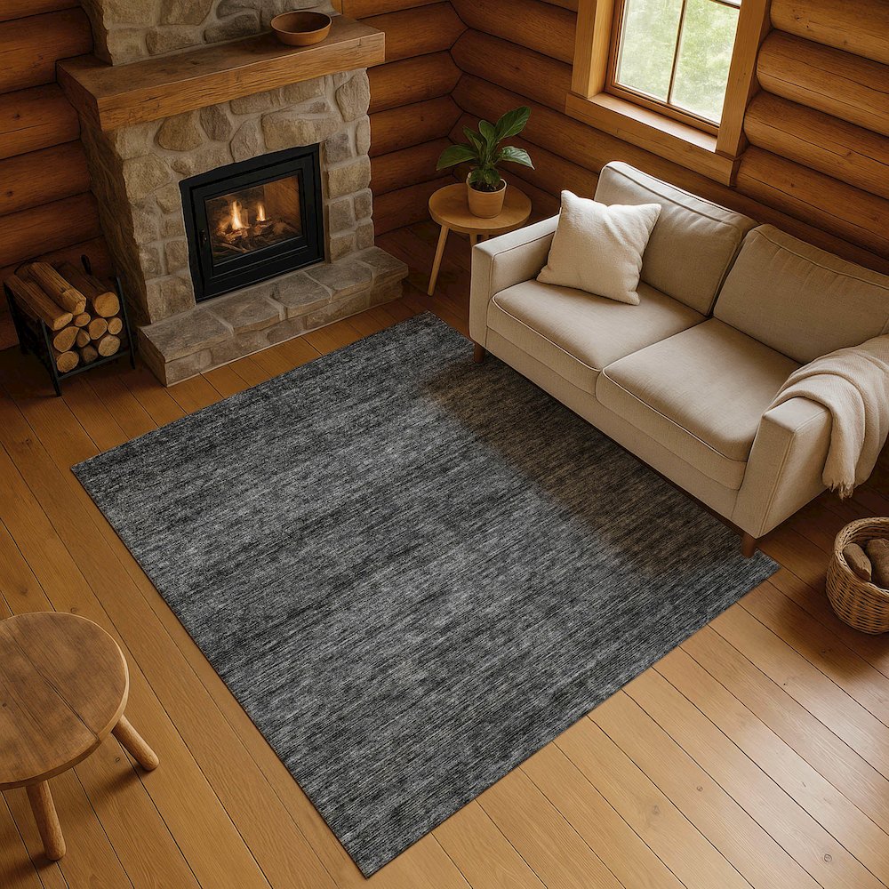 Luxury Washable Indoor/Outdoor Soft Essentials SE1 Gray 2'6" x 3'10" Rug. Picture 5