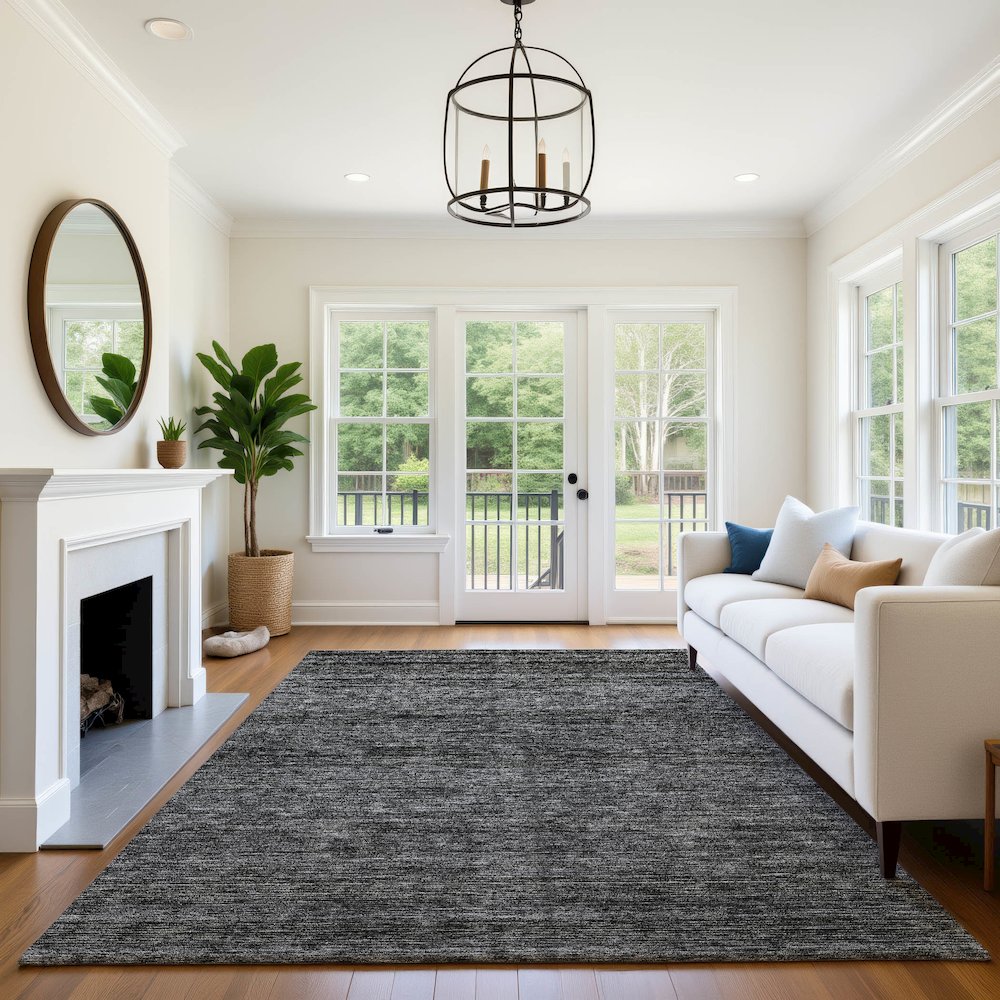 Luxury Washable Indoor/Outdoor Soft Essentials SE1 Gray 2'6" x 3'10" Rug. Picture 6