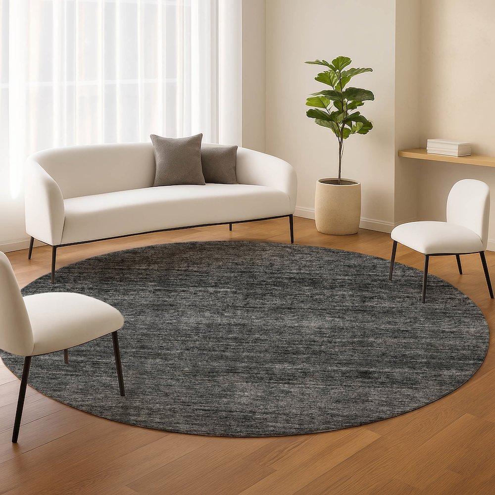 Luxury Washable Indoor/Outdoor Soft Essentials SE1 Gray 8' x 8' Rug. Picture 5