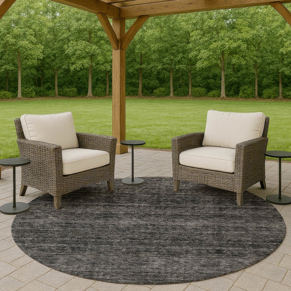Luxury Washable Indoor/Outdoor Soft Essentials SE1 Gray 8' x 8' Rug. Picture 6