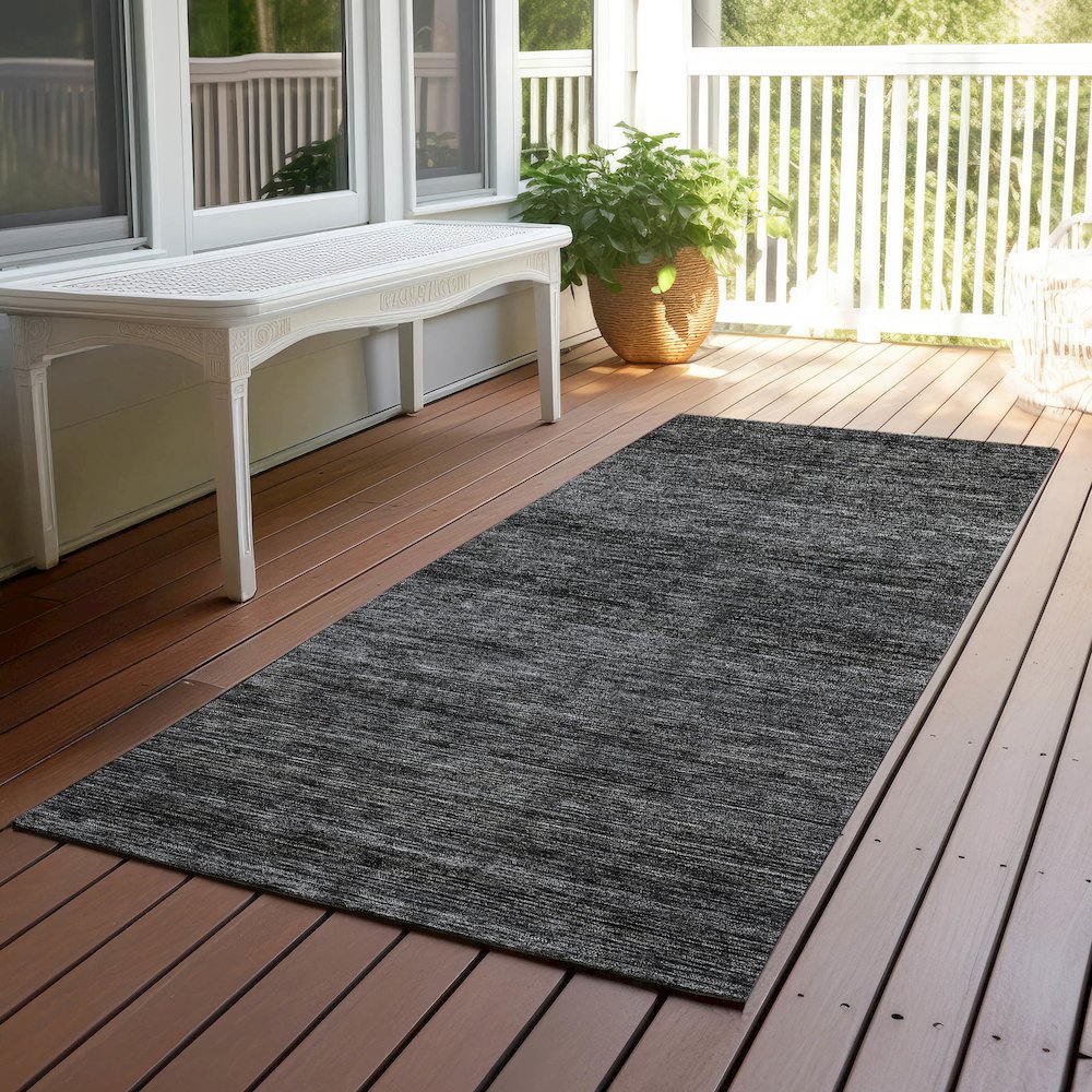 Luxury Washable Indoor/Outdoor Soft Essentials SE1 Gray 2'3" x 7'6" Runner Rug. Picture 6