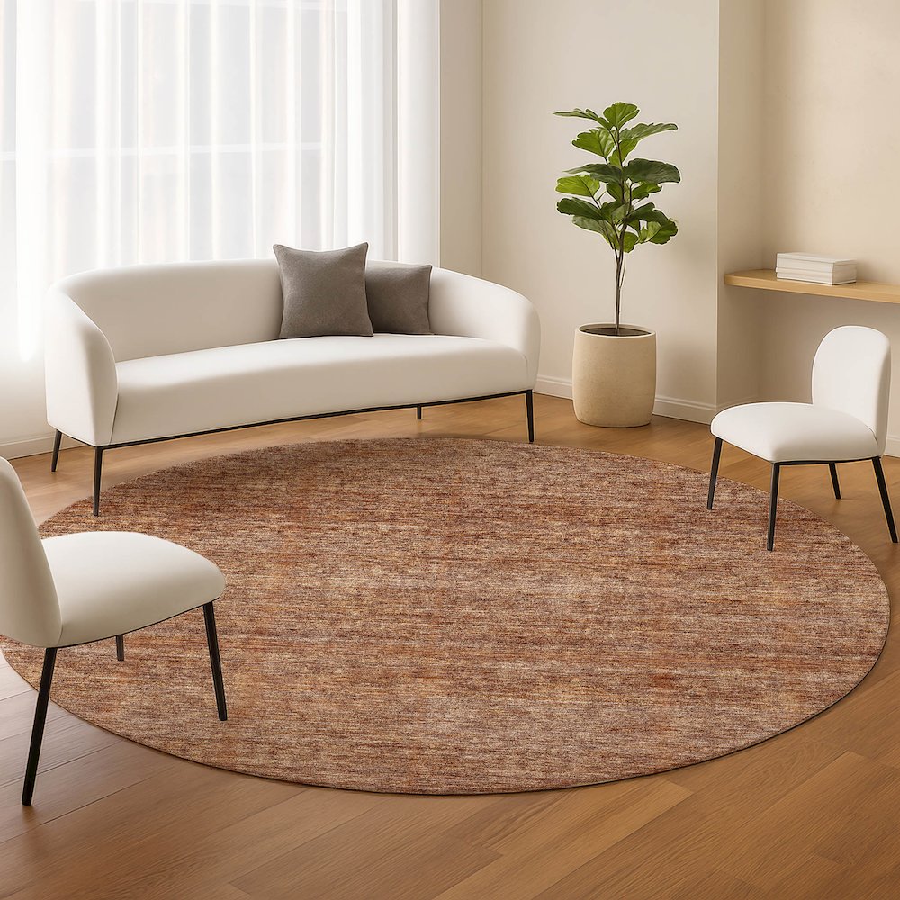 Luxury Washable Indoor/Outdoor Soft Essentials SE1 Orange 8' x 8' Rug. Picture 5