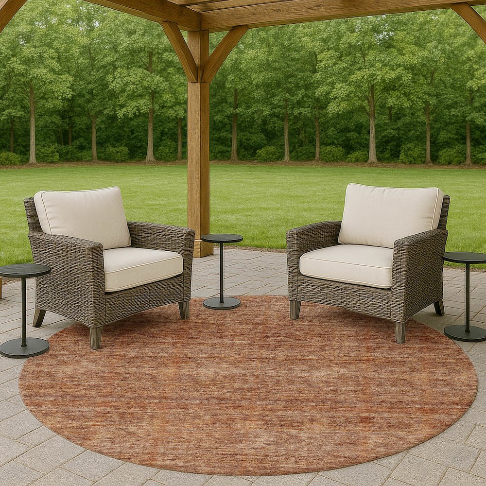 Luxury Washable Indoor/Outdoor Soft Essentials SE1 Orange 8' x 8' Rug. Picture 6