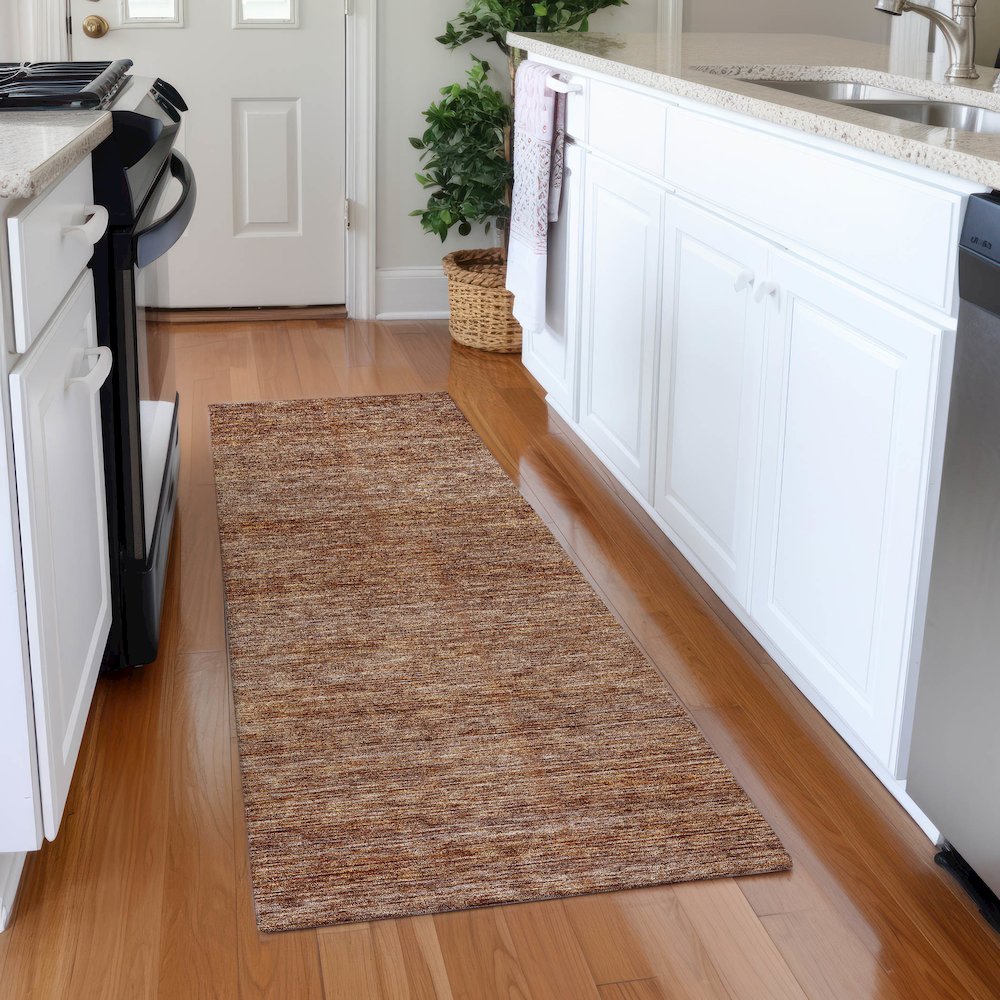 Luxury Washable Indoor/Outdoor Soft Essentials SE1 Orange 2'3" x 7'6" Runner Rug. Picture 5