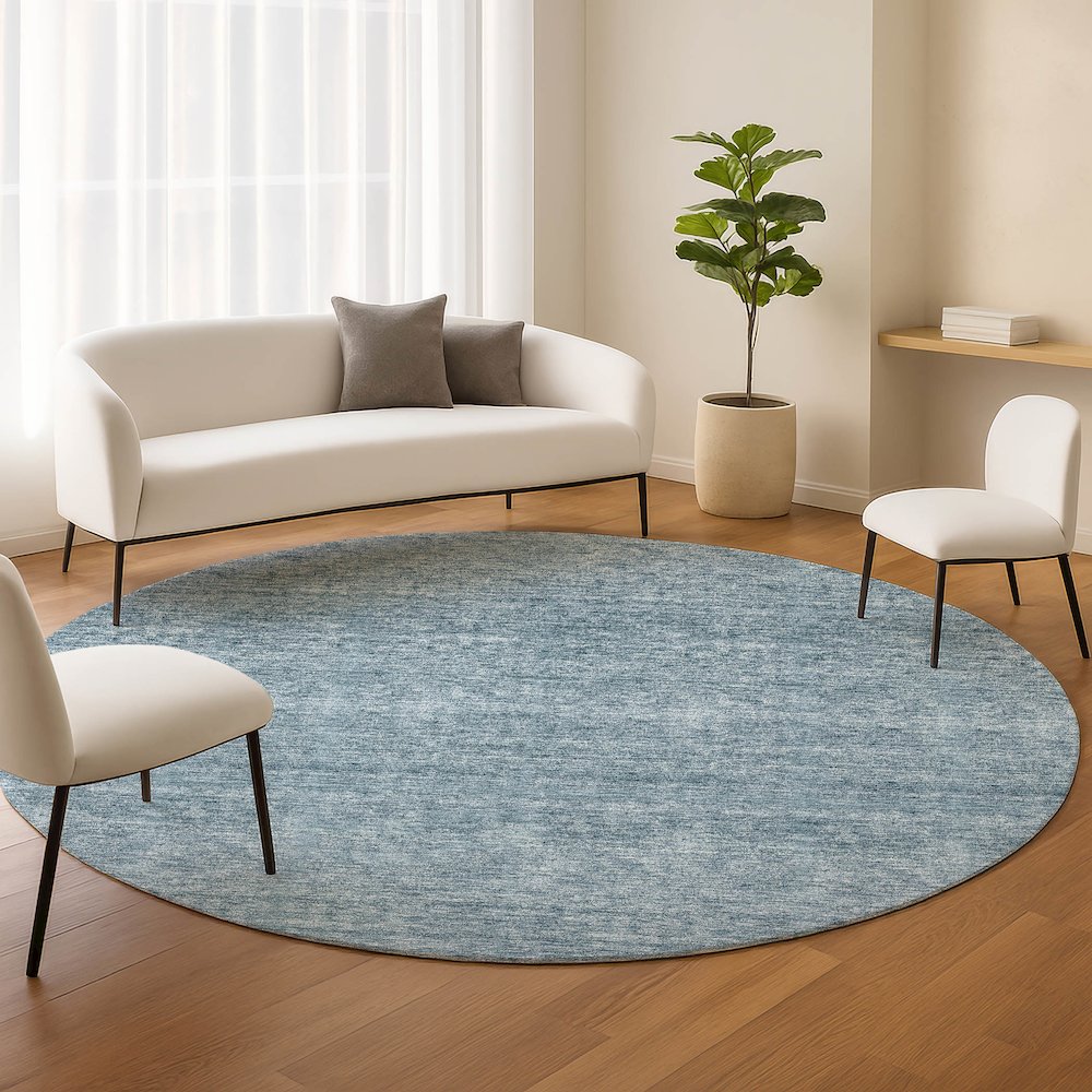 Luxury Washable Indoor/Outdoor Soft Essentials SE1 Blue 8' x 8' Rug. Picture 5