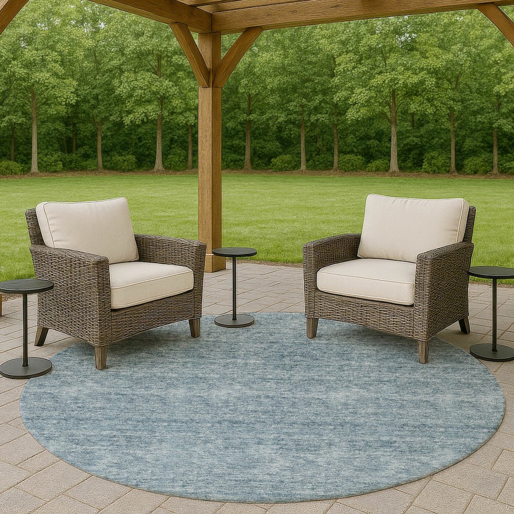 Luxury Washable Indoor/Outdoor Soft Essentials SE1 Blue 8' x 8' Rug. Picture 6
