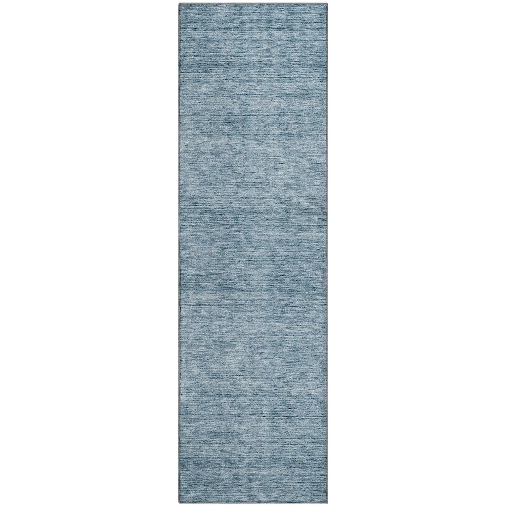 Luxury Washable Indoor/Outdoor Soft Essentials SE1 Blue 2'3" x 7'6" Runner Rug. Picture 1