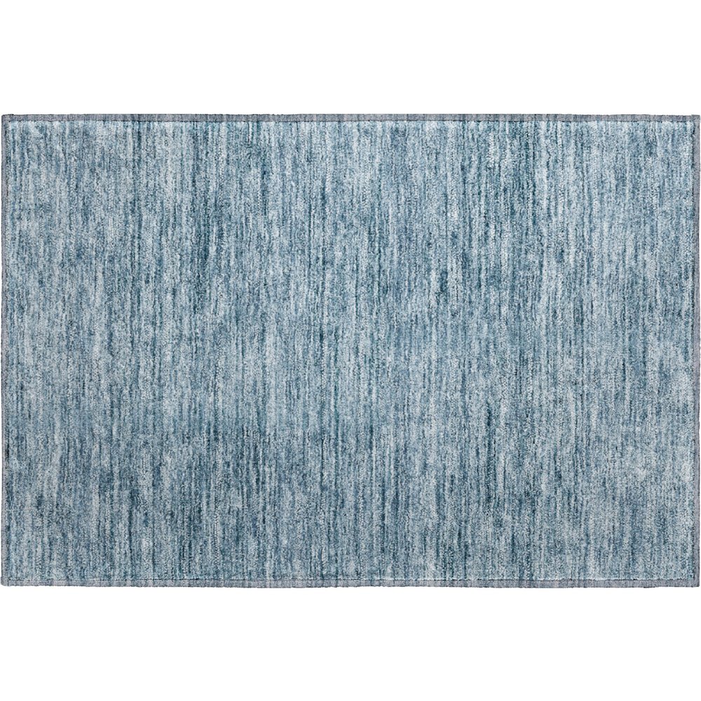Luxury Washable Indoor/Outdoor Soft Essentials SE1 Blue 1'8" x 2'6" Rug. Picture 1