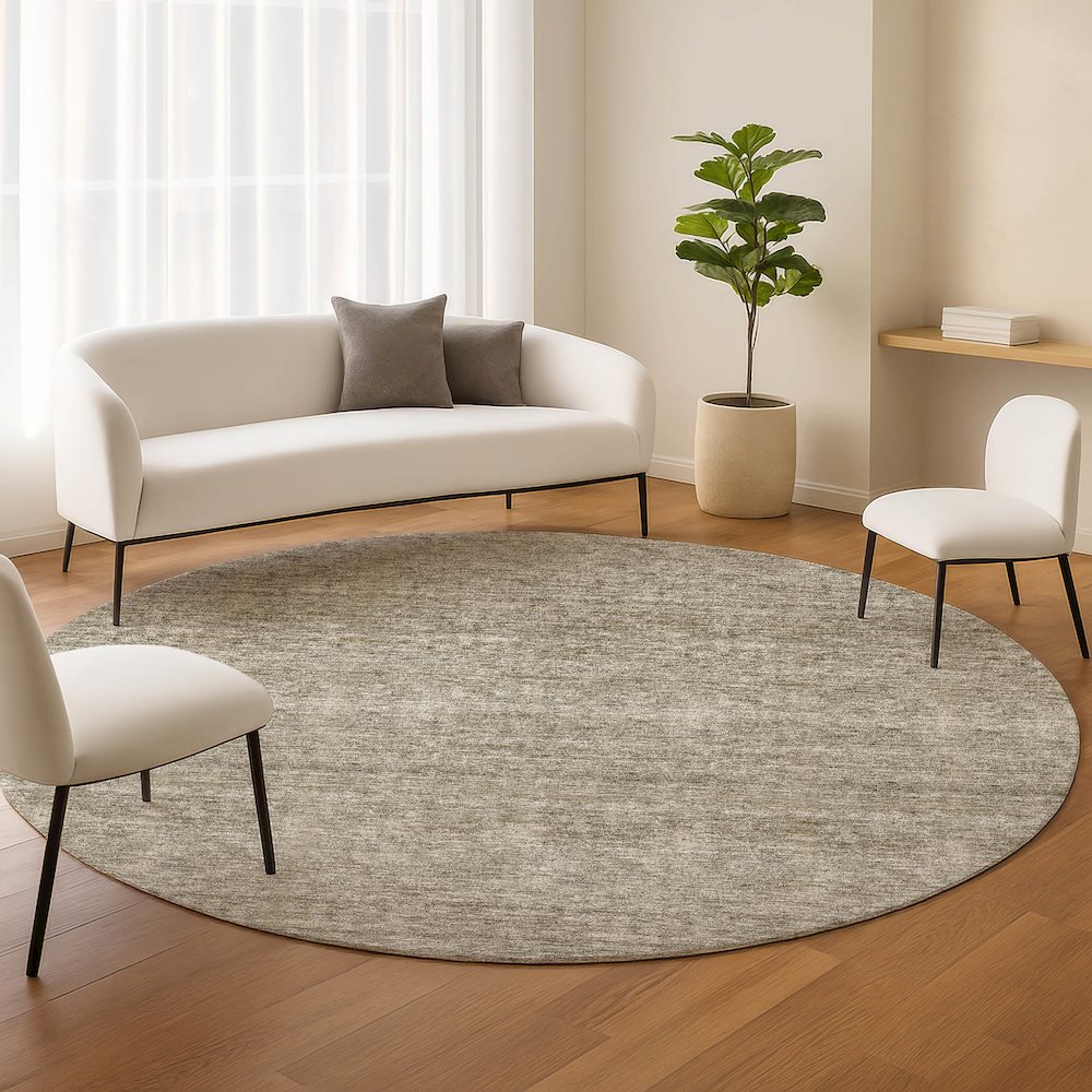 Luxury Washable Indoor/Outdoor Soft Essentials SE1 Ivory 8' x 8' Rug. Picture 5