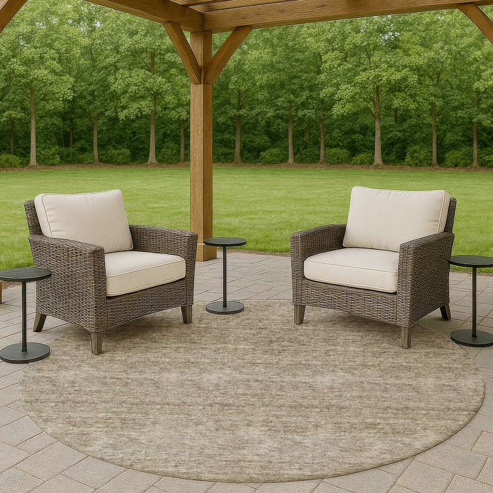 Luxury Washable Indoor/Outdoor Soft Essentials SE1 Ivory 8' x 8' Rug. Picture 6