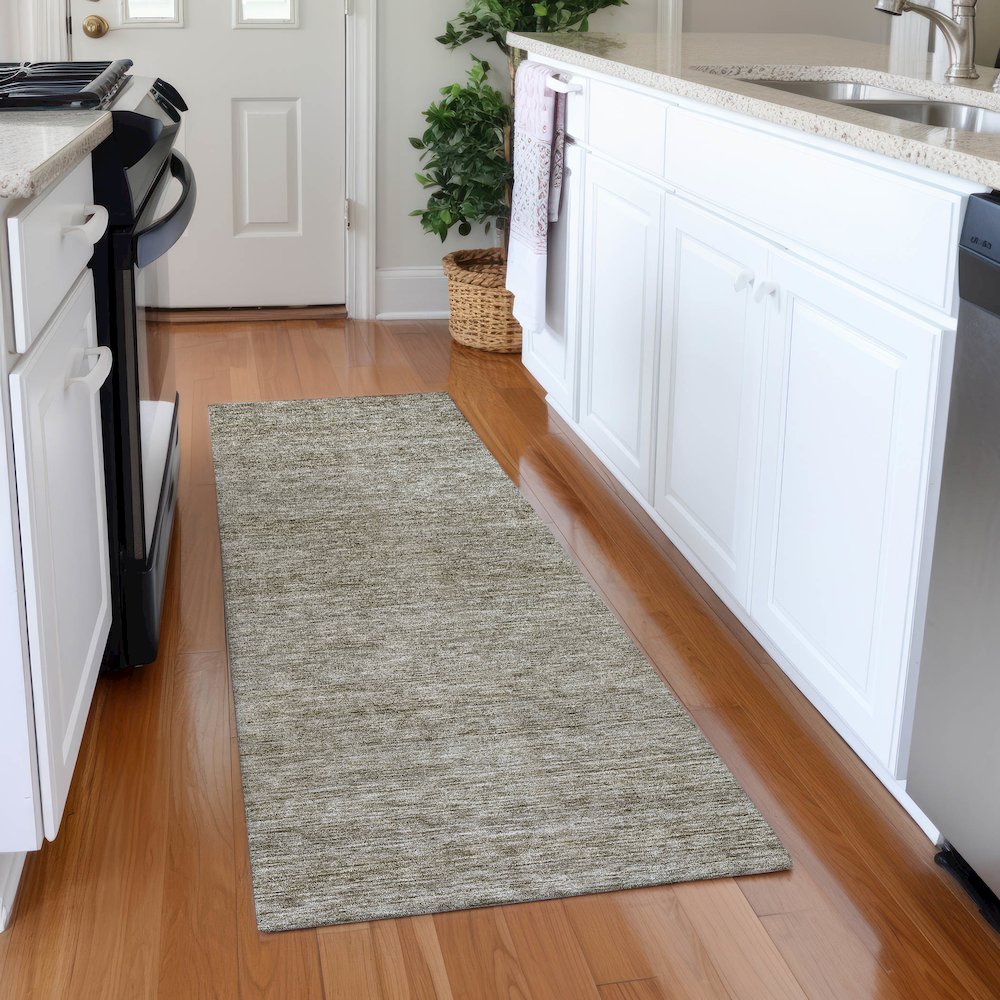 Luxury Washable Indoor/Outdoor Soft Essentials SE1 Ivory 2'3" x 7'6" Runner Rug. Picture 5