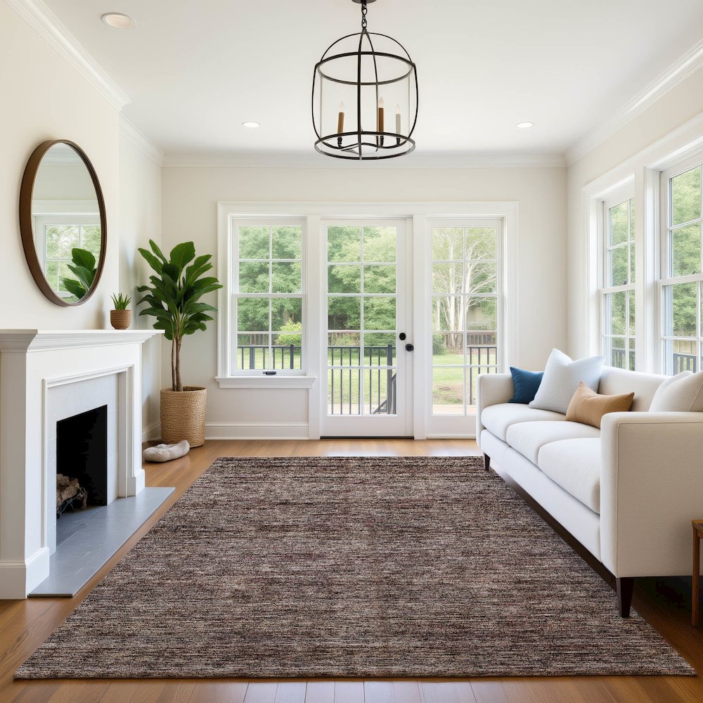 Luxury Washable Indoor/Outdoor Soft Essentials SE1 Brown 2'6" x 3'10" Rug. Picture 6