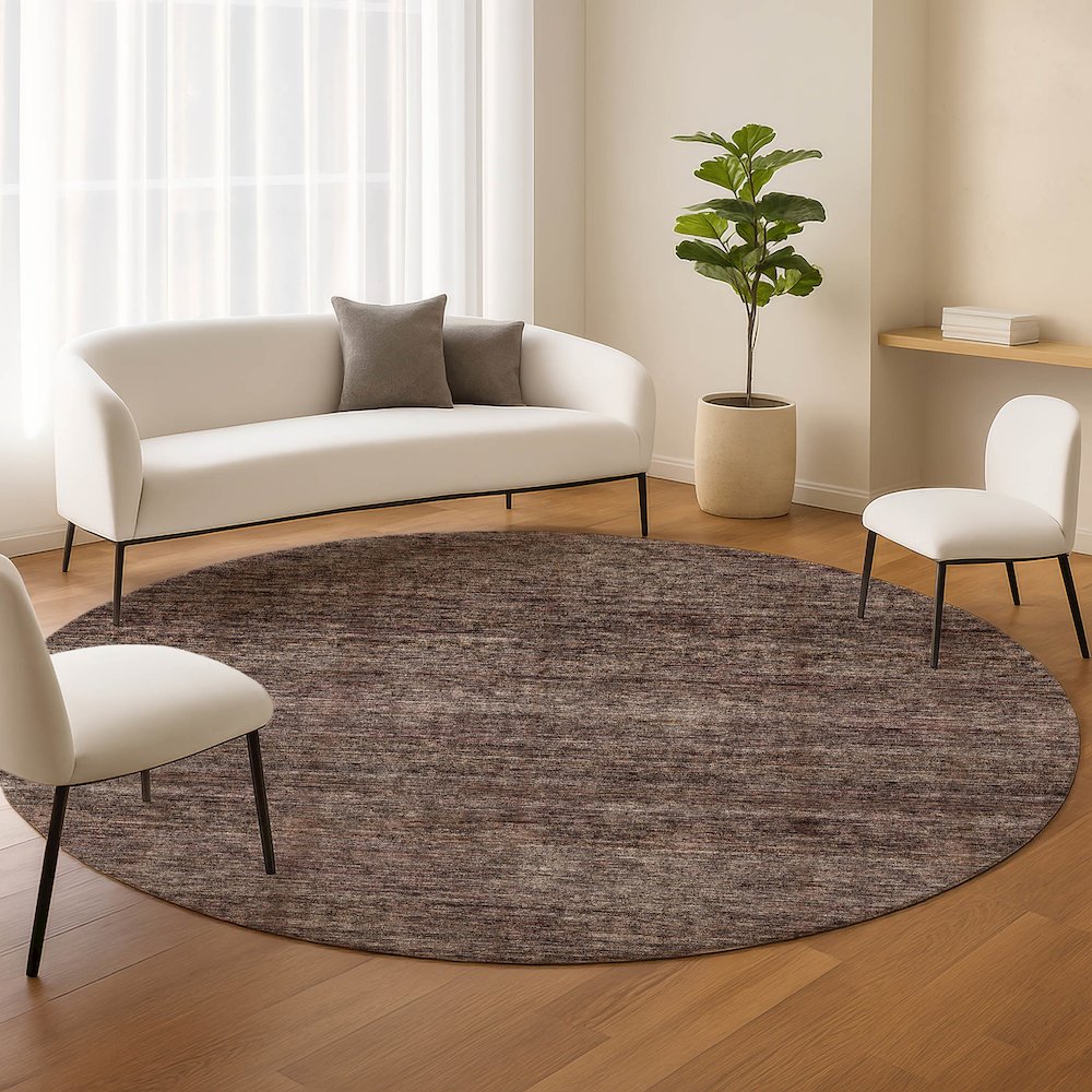 Luxury Washable Indoor/Outdoor Soft Essentials SE1 Brown 8' x 8' Rug. Picture 5