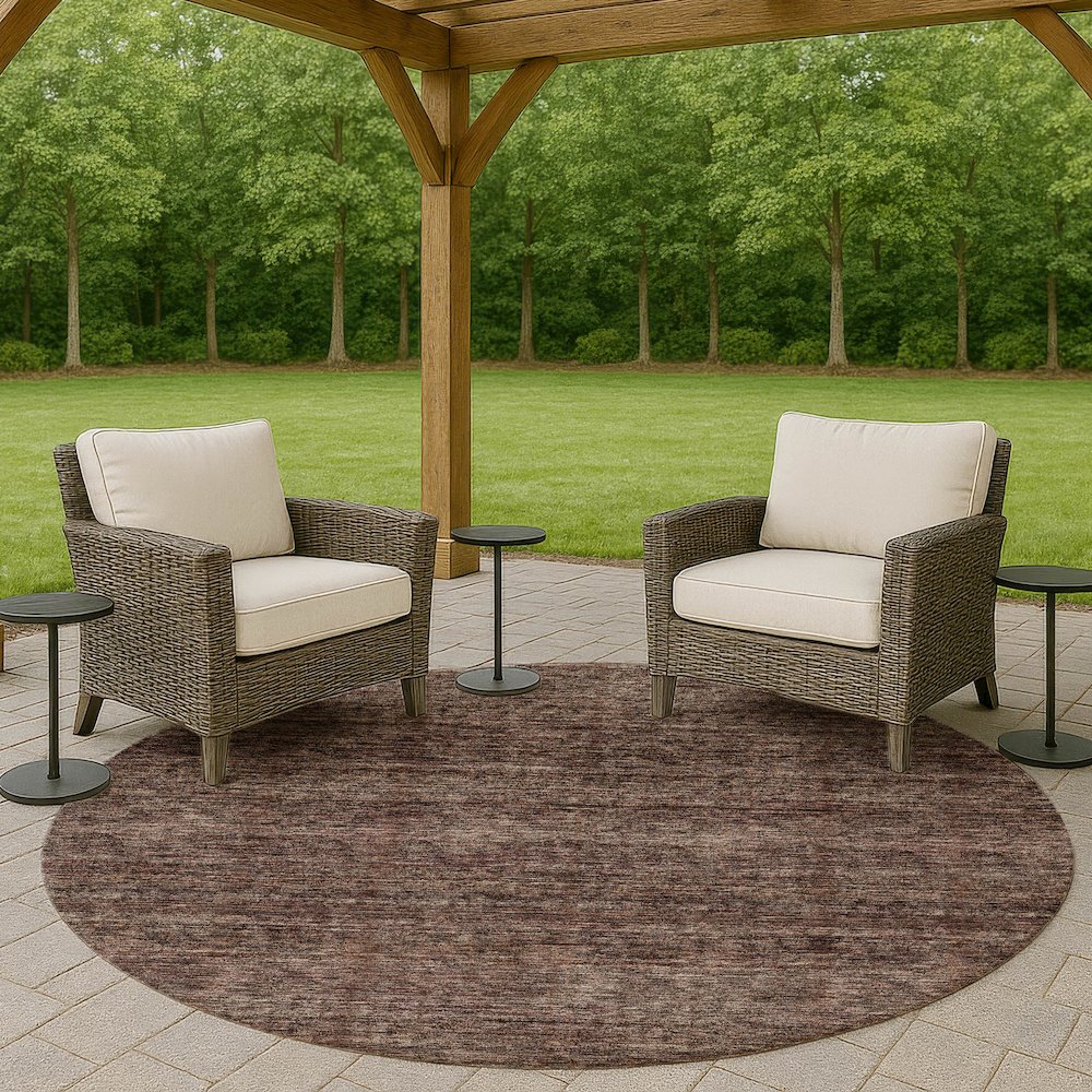 Luxury Washable Indoor/Outdoor Soft Essentials SE1 Brown 8' x 8' Rug. Picture 6