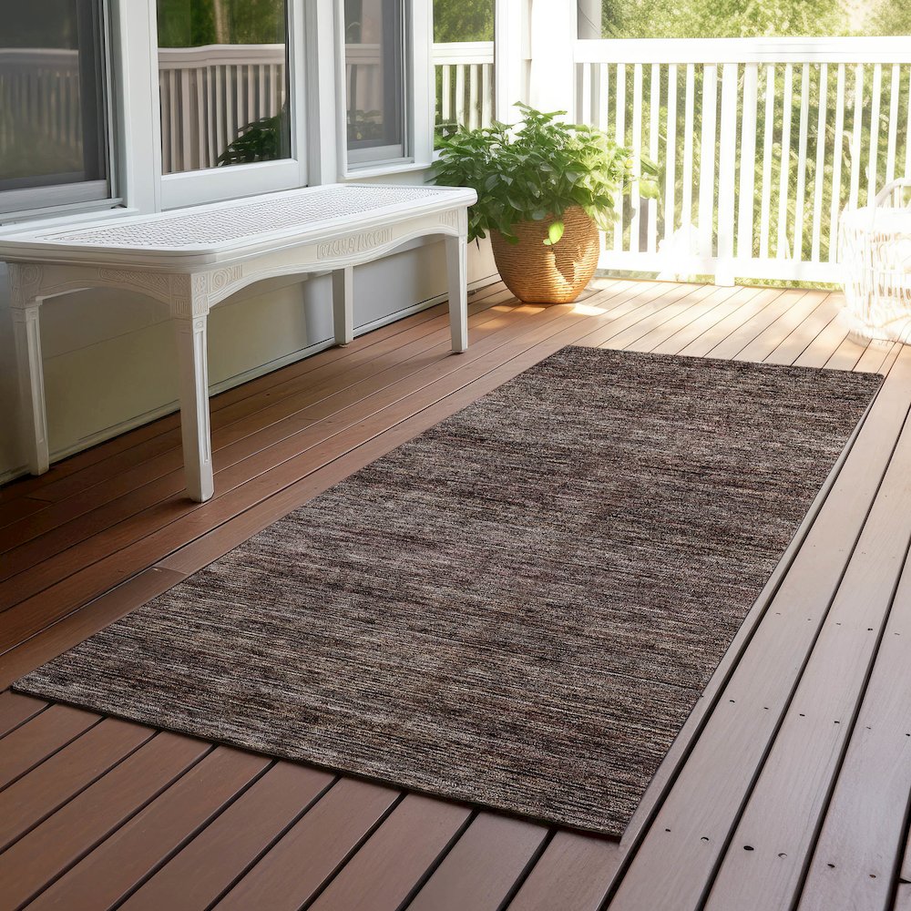 Luxury Washable Indoor/Outdoor Soft Essentials SE1 Brown 2'3" x 7'6" Runner Rug. Picture 6