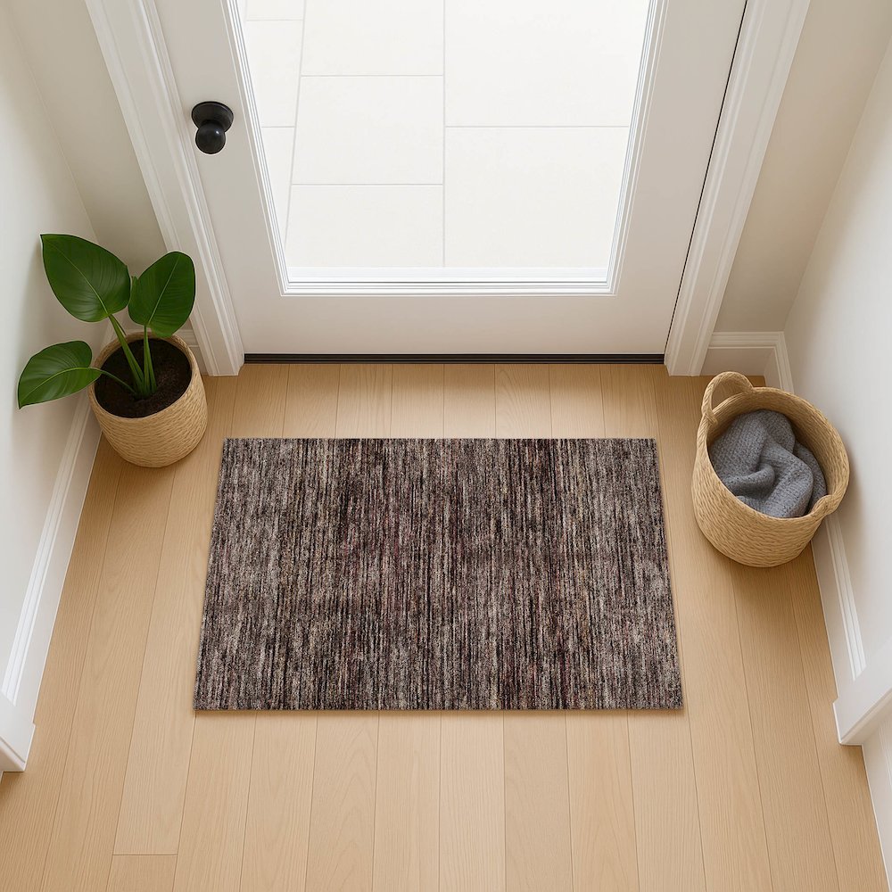 Luxury Washable Indoor/Outdoor Soft Essentials SE1 Brown 1'8" x 2'6" Rug. Picture 5