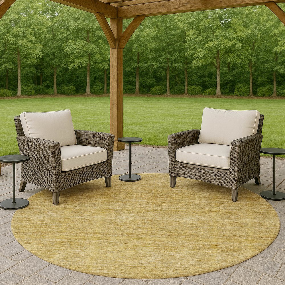 Luxury Washable Indoor/Outdoor Soft Essentials SE1 Gold 8' x 8' Rug. Picture 6