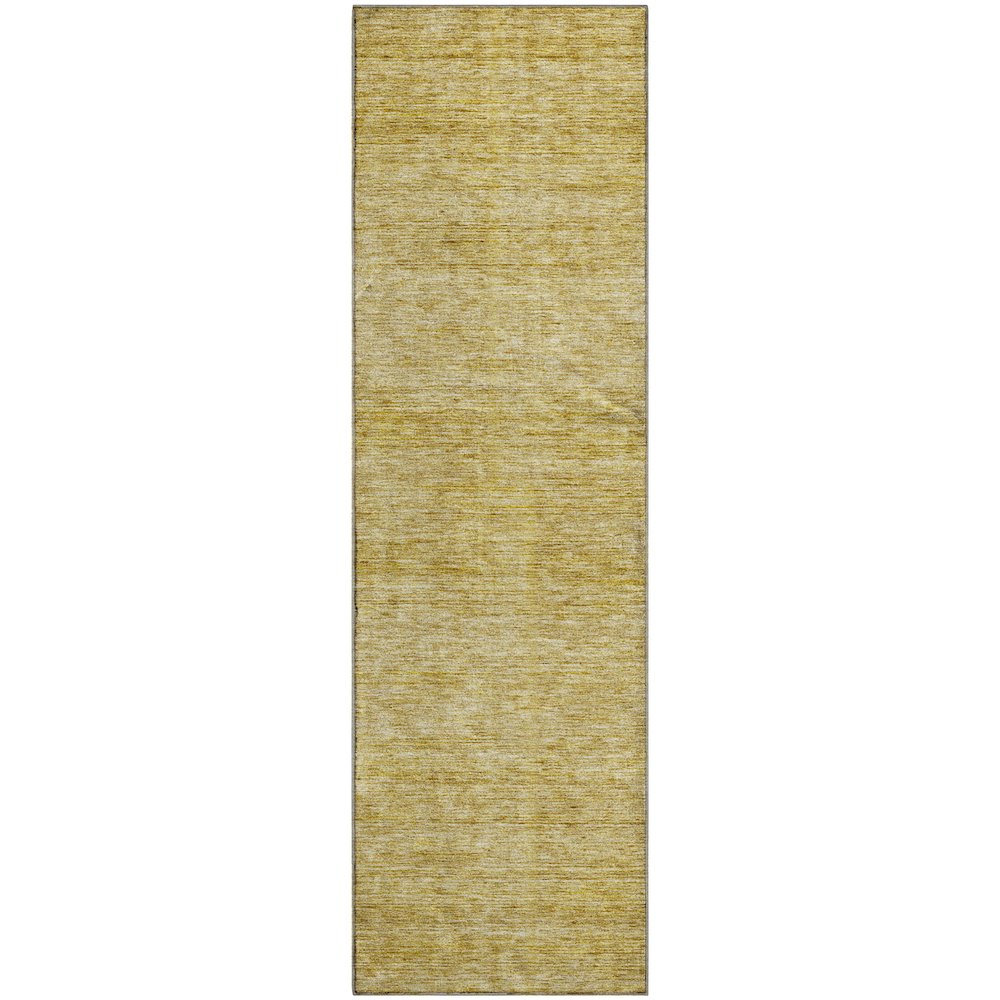 Luxury Washable Indoor/Outdoor Soft Essentials SE1 Gold 2'3" x 7'6" Runner Rug. Picture 1