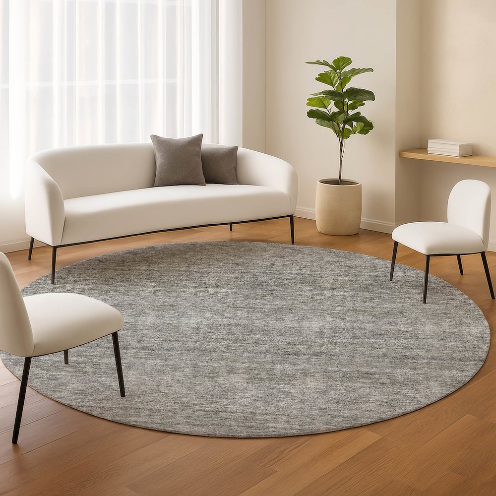 Luxury Washable Indoor/Outdoor Soft Essentials SE1 Gray 8' x 8' Rug. Picture 5