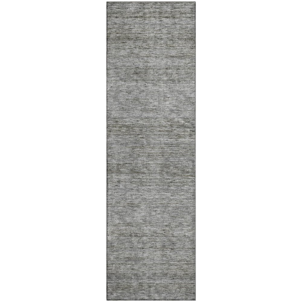 Luxury Washable Indoor/Outdoor Soft Essentials SE1 Gray 2'3" x 7'6" Runner Rug. Picture 1