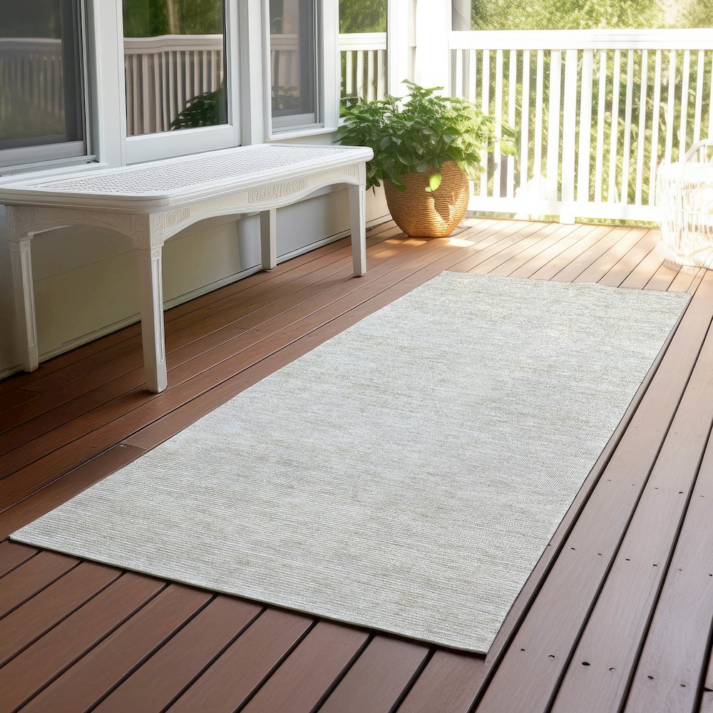 Luxury Washable Indoor/Outdoor Soft Essentials SE1 Ivory 2'3" x 7'6" Runner Rug. Picture 6