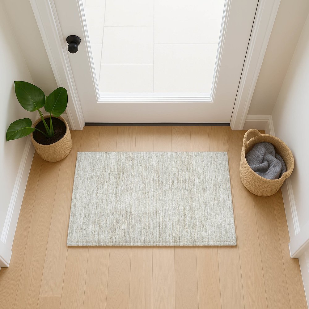 Luxury Washable Indoor/Outdoor Soft Essentials SE1 Ivory 1'8" x 2'6" Rug. Picture 5