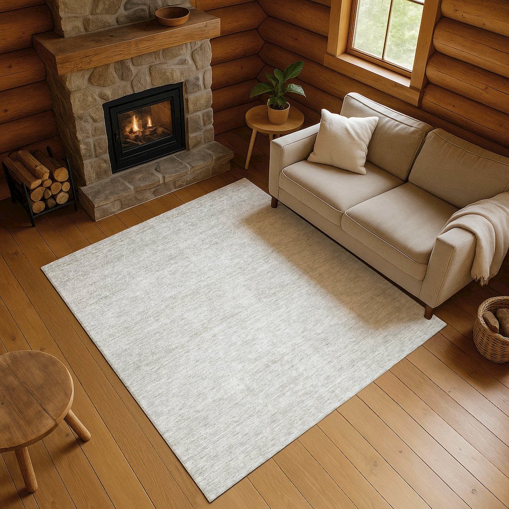 Luxury Washable Indoor/Outdoor Soft Essentials SE1 Ivory 2'6" x 3'10" Rug. Picture 5