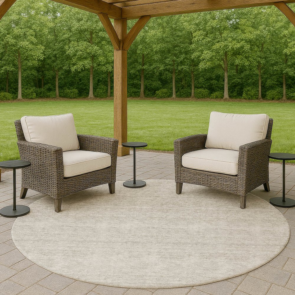 Luxury Washable Indoor/Outdoor Soft Essentials SE1 Ivory 8' x 8' Rug. Picture 6